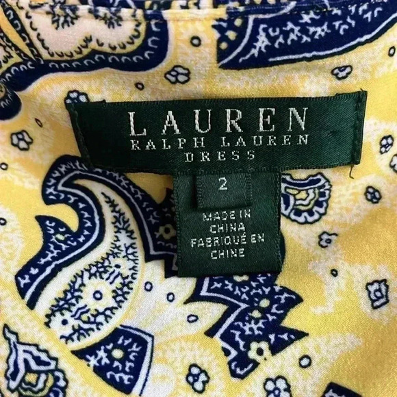 LAUREN Ralph Lauren yellow and blue dress woman’s size 2 - Picture 2 of 4